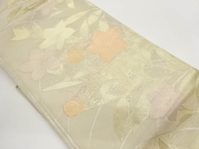 Gauze Nagoya obi with woven bellflower pattern